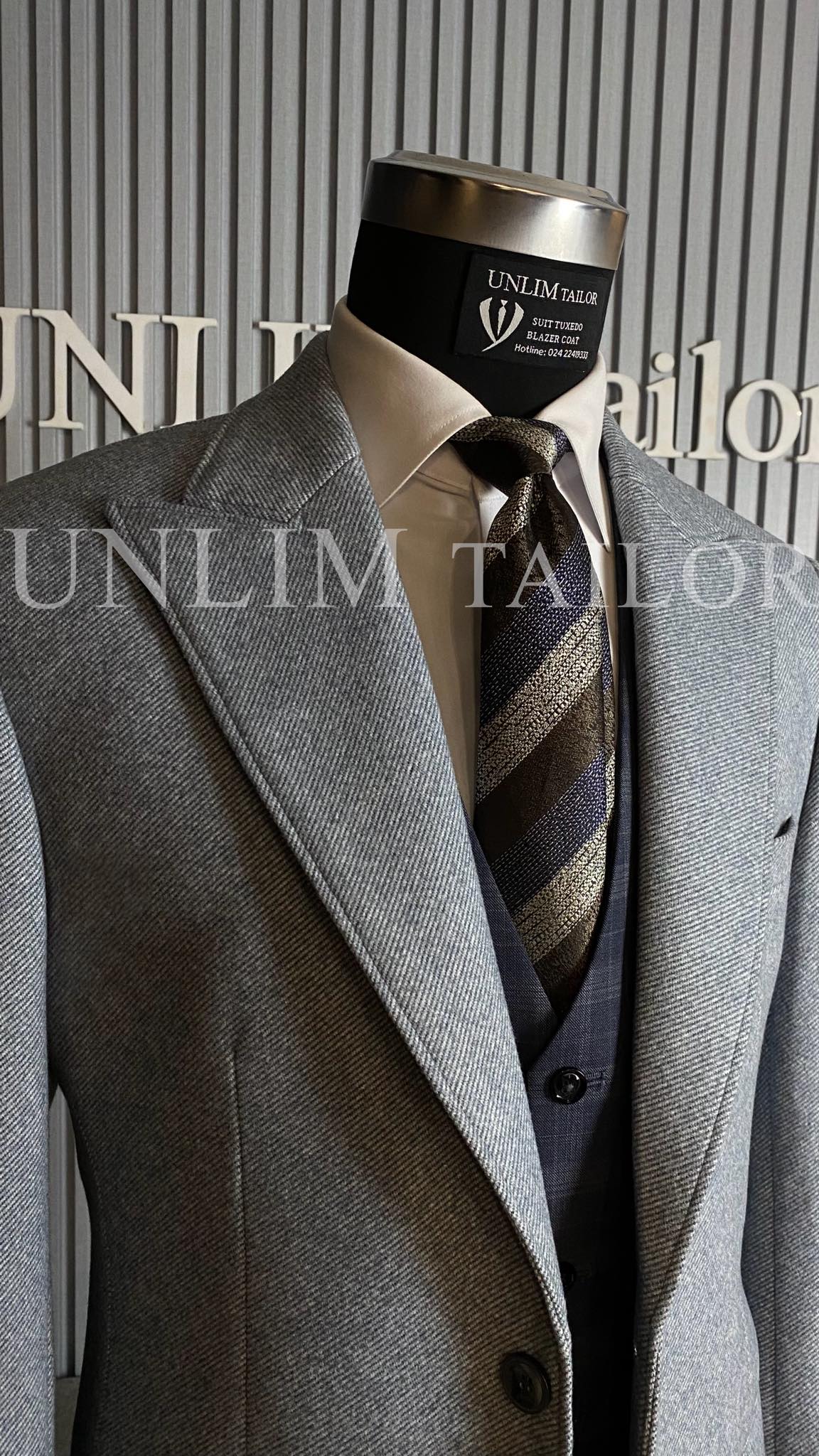 Măng Tô Dạ Lông Cừu Xanh Sáng Họa Tiết Kẻ Sọc - detail images