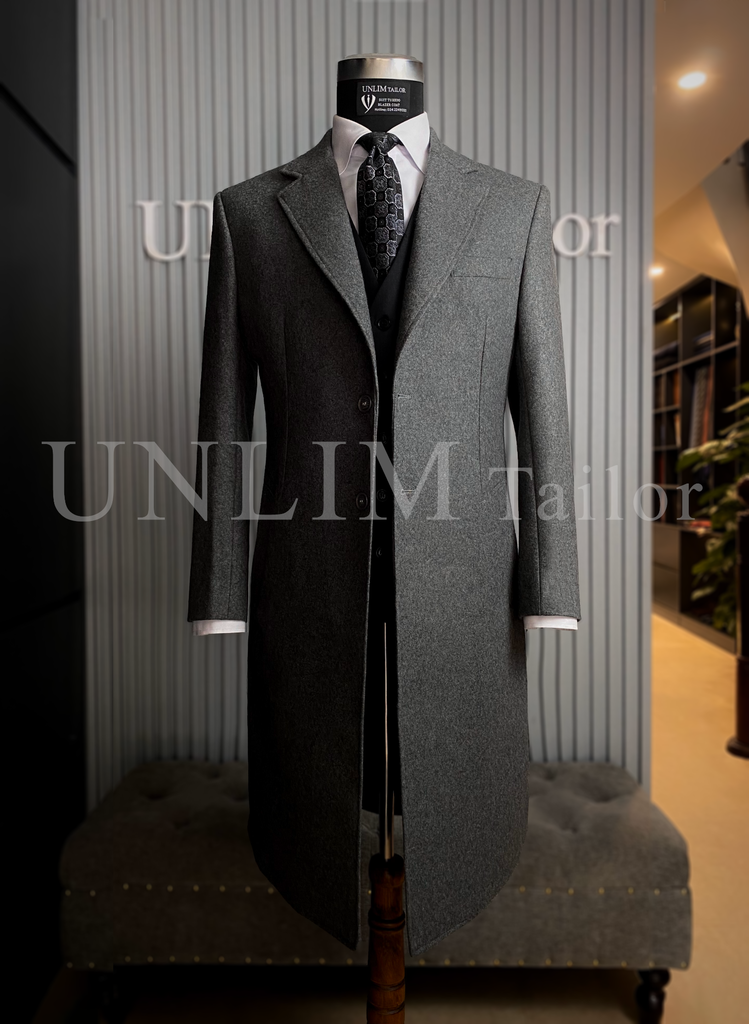 Măng Tô Dạ Cổ K Xám Sáng - detail images