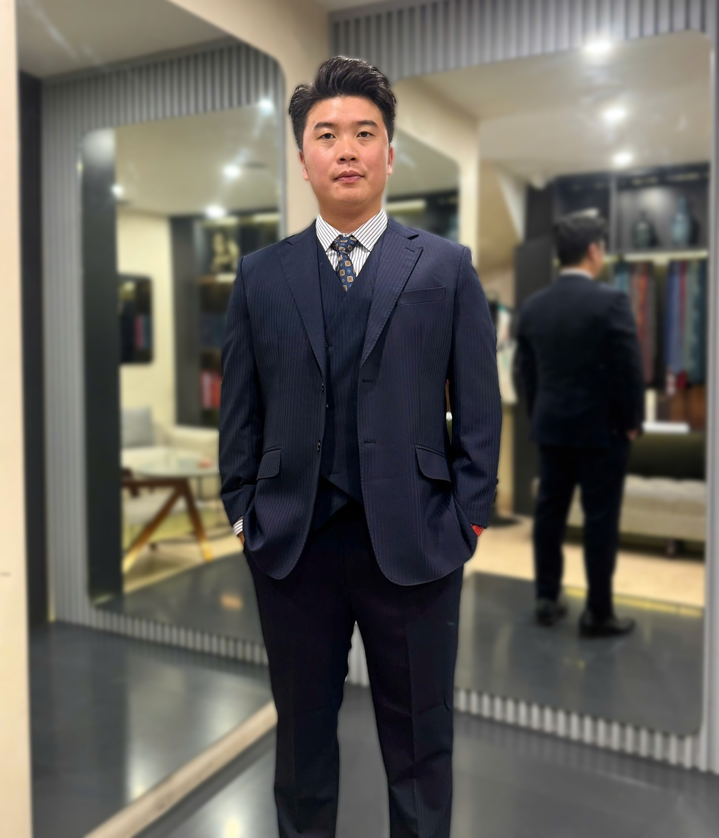 Navy Pinstripe Suit – Unlim Tailor’s Tailoring Service in Hanoi